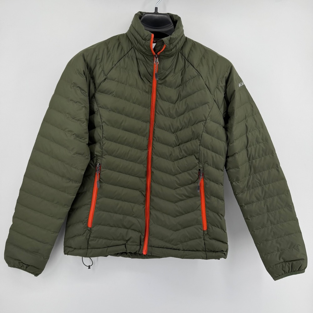 Columbia Puffer Jacket Women's Small Green Thermal Coil Interchange Quilted Coat